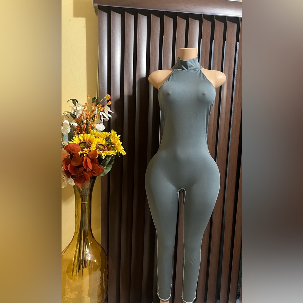 Sassy Gray Halter Jumpsuit